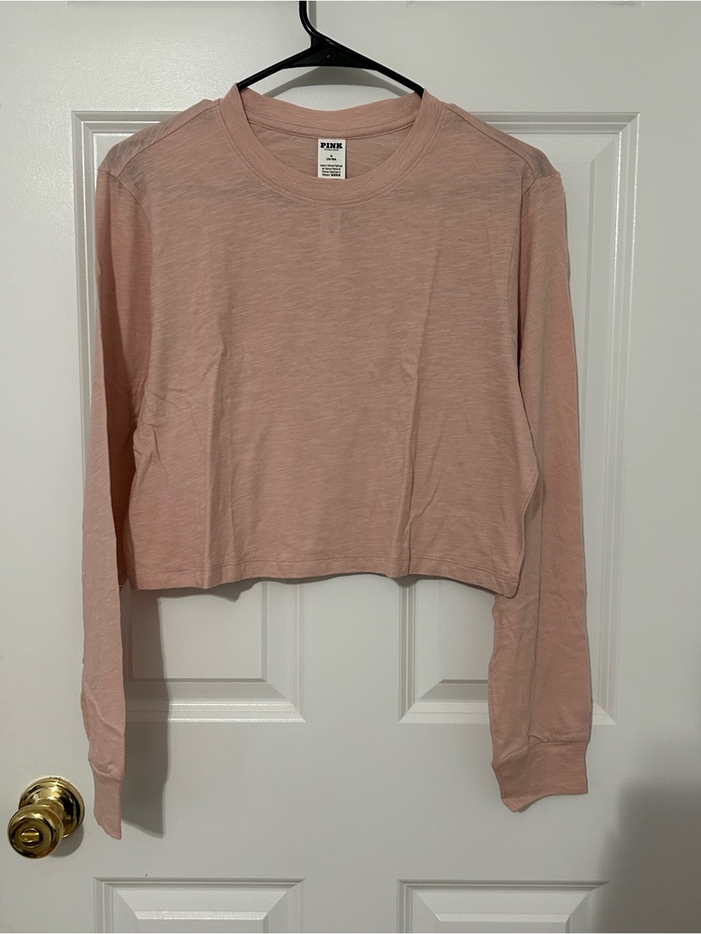 PINK by Victoria’s Secret cropped long sleeve shirt in pink palm logo on back
